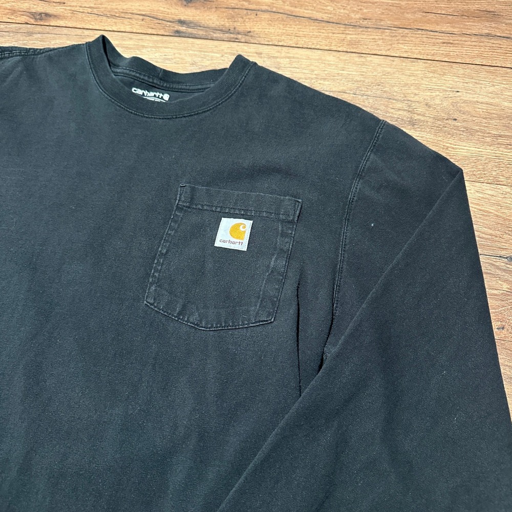 Carhartt Black Long Sleeve Pocket T-Shirt Mens Large K126 BLK Workwear Tee